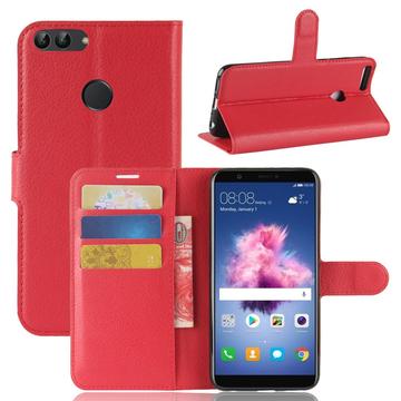 Funda con Cierre Magnético para Huawei P Smart - Estilo Cartera - Rojo