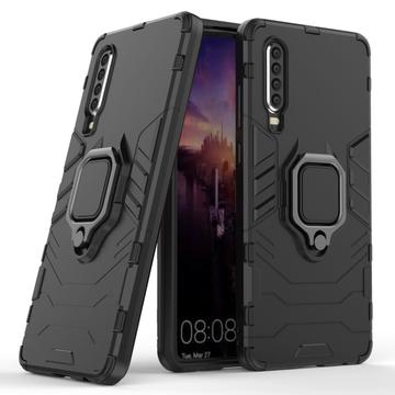 Carcasa Híbrida con Anillo Soporte para Huawei P30 - Negro