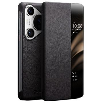 Funda de Cuero con Tapa Qialino Smart View para Huawei Pura 70 - Clásico - Negro