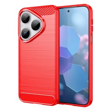Carcasa de TPU Brushed para Huawei Pura 80 - Fibra de Carbono - Rojo