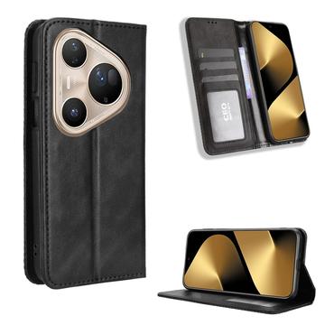 Funda con Cierre Magnético Retro para Huawei Pura 80 Pro/80 Pro+ - Estilo Cartera - Negro