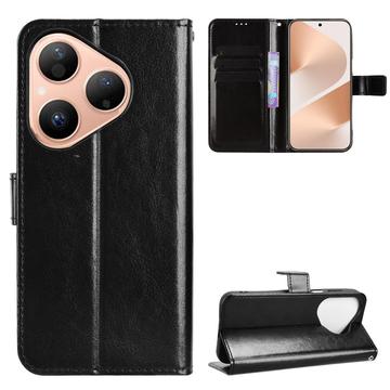 Funda de cartera con soporte para Huawei Pura 80 - Negro