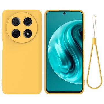 Huawei nova 13i Funda de silicona líquida con correa de mano - Amarillo