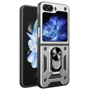 Carcasa Híbrida con Anillo Soporte para Samsung Galaxy Z Flip6 - Plateado