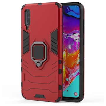 Samsung Galaxy A70 Hybrid Case with Ring Holder - Red