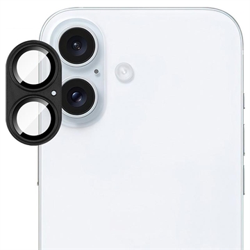 iPhone 17 Imak Protector de lente de cámara de metal y vidrio templado de cobertura completa - Negro