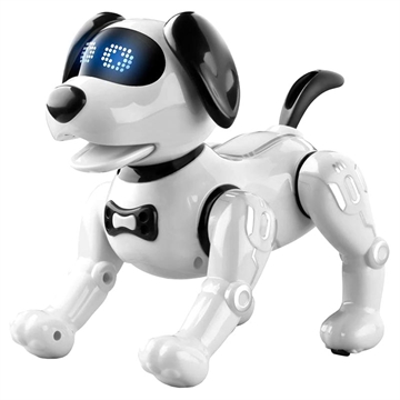 Perro Robot Inteligente JJRC R19 con Control Remoto para Niños - Blanco / Negro