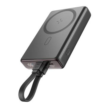 JOYROOM JR-PBM01 PD 20W 10000mAh Phone Power Bank Cargador magnético inalámbrico con cable incorporado / Kickstand - Negro