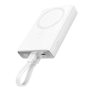 JOYROOM JR-PBM01 PD 20W 10000mAh Phone Power Bank Cargador magnético inalámbrico con cable incorporado / Kickstand - Blanco