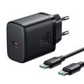 JOYROOM JR-TCF11 Juego de cargador rápido de pared de 25 W con cable USB-C a USB-C de 60 W y 1 m, enchufe UE