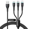 JOYROOM SA33-1T3 Starry Series Cable de datos 3-en-1 de 1,2 m USB-A a IP+Tipo-C+Micro Cable de carga 3,5A