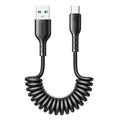 Joyroom 3A Easy-Travel Cable en espiral de carga rápida USB-A a USB-C - 1.5m - Negro