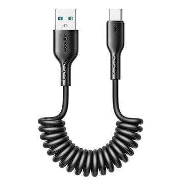 Joyroom 3A Easy-Travel Cable en espiral de carga rápida USB-A a USB-C - 1.5m - Negro
