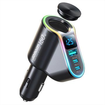 Joyroom JR-CL21 Cargador de coche rápido 4 en 1 - USB-A QC3.0 y 2x USB-C PD - 150W - Negro