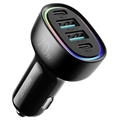 Cargador para Coche con Cable USB-C y 2x USB Puertos Q2Power - 3.1A