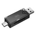 KAWAU C351 USB 3.0 de alta velocidad Tipo C + USB SD / TF Card Reader Adaptador portátil OTG