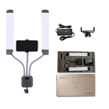 KN176 Doble Brazo 3000K-6000K LED Cámara Portátil Selfie Kit de Iluminación para Radiodifusión, Filmación, Fotografía