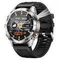 Reloj deportivo inteligente KT80 - Sumergible 3ATM, llamadas Bluetooth, pantalla táctil HD de 1.46", linterna integrada - Plata