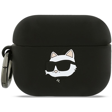 AirPods Pro 3 Karl Lagerfeld Choupette Head 3D Estuche de silicona - Negro
