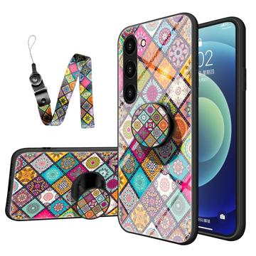 Carcasa Híbrida Checkered Pattern para Samsung Galaxy S23 5G - Mandala Colorido