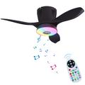 LEC016R Luz de ventilador de techo RGB con altavoz Bluetooth - Negro