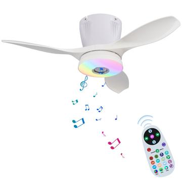 LEC016R Luz de ventilador de techo RGB con altavoz Bluetooth - Blanco