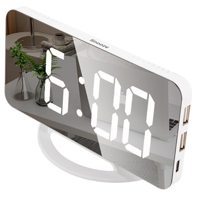 Reloj despertador Digital con espejo LED, Despertador con pantalla a Color  RGB, ajustable, electrónico, grande, TS-8201 - AliExpress
