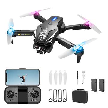 LU600 Dron RC plegable para evitar obstáculos con luz fría - Negro