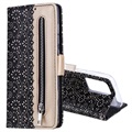 Funda Lace Pattern para Samsung Galaxy A70 - Estilo Cartera - Negro