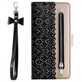 Funda Lace Pattern para iPhone 11 Pro - Estilo Cartera - Negro