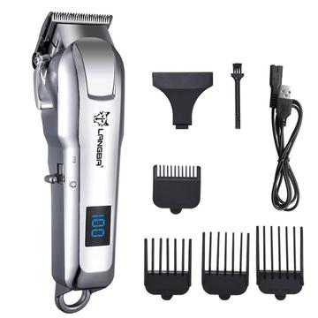 Langba Cortapelos con Pantalla Digital para Gatos y Perros / Recortadora Eléctrica para Mascotas con 4 Peines con Límite - Plata