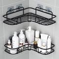 Estante esquinero grande de metal para cuarto de baño - Negro