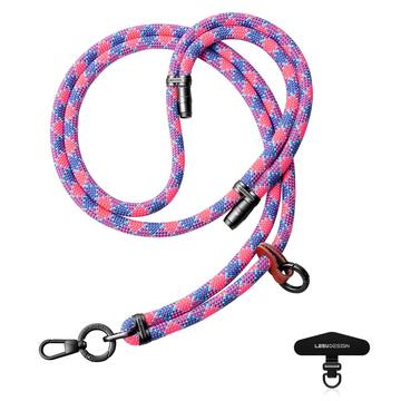 Leeu Design Cordón universal para teléfono cruzado a rayas - 160cm, 8mm - Rosa Fuerte / Púrpura