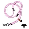Leeu Design Cordón universal a rayas para teléfono - 160cm, 8mm - Rosa