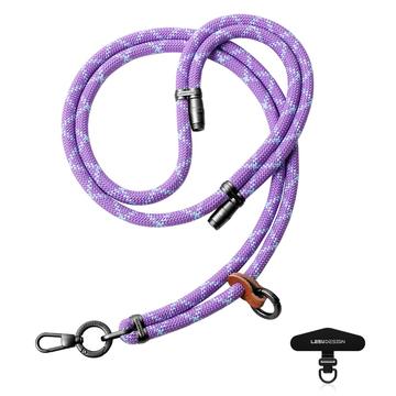 Leeu Design Cordón universal para teléfono cruzado a rayas - 160cm, 8mm - Morado