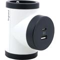 Legrand 049437 Bi-Plug giratorio con 2x tomas laterales 2P+T y USB-A/USB-C - Blanco / Gris oscuro