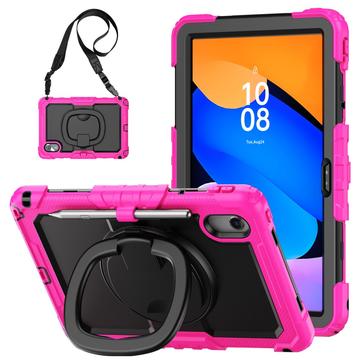 Funda con Correa de Mano Heavy Duty 360 para Lenovo Tab M11/Idea Tab - Rosa Fuerte
