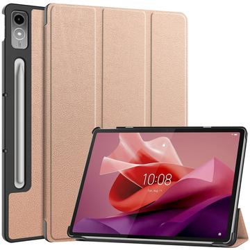 Funda Inteligente de Tres Pliegues para Lenovo Tab P12 - Rosa Dorado