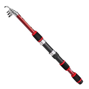 Leo 28257 Caña de pescar telescópica de fibra de vidrio de 1.73m - Roja