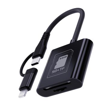 Lector de tarjetas Lightning/Type-C para tarjetas TF/SD - Negro
