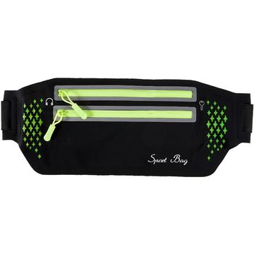 Riñonera ligera para correr con banda reflectante y bolsillos con cremallera - 7.2" - Negro