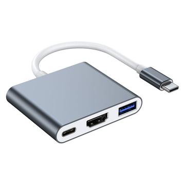 Hub USB-C 3 en 1 87 W Lippa - PD, 4K - Gris