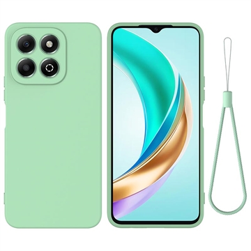 Honor X6c Funda de silicona líquida con correa de mano - Verde