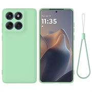 Motorola Edge 70 Funda de silicona líquida con correa de mano - Verde