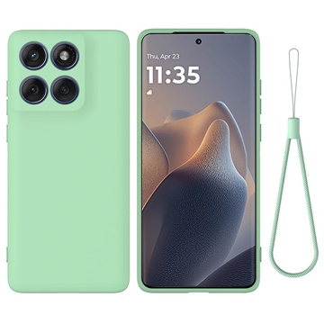 Motorola Edge 70 Funda de silicona líquida con correa de mano - Verde