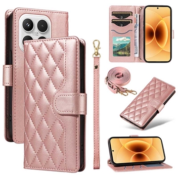 Funda acolchada de lujo para Xiaomi 17 - Estilo Cartera - Oro rosa