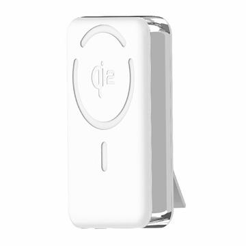 M02A 10000mAh Qi2 Power Bank Inalámbrica Magnética con Soporte Integrado - 35W - Blanco