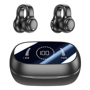 M47 Earclip Auriculares inalámbricos de conducción ósea con micrófono Auriculares Bluetooth 5.3 para juegos Auriculares deportivos con reducción de ruido - Negro