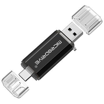 Unidad flash MICRODRIVE 2 en 1 USB 2.0 / USB-C de 64GB - Negro
