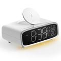 MOMAX Q.CLOCK5 Altavoz Bluetooth Multifunción Recargable Reloj Despertador Digital LED Soporte Teléfono Carga Inalámbrica - Blanco